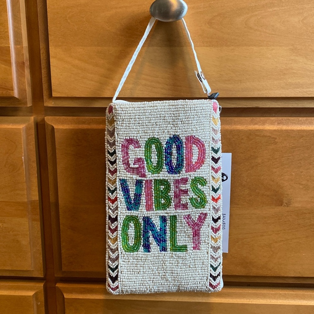Good Vibes Only Beaded Bag